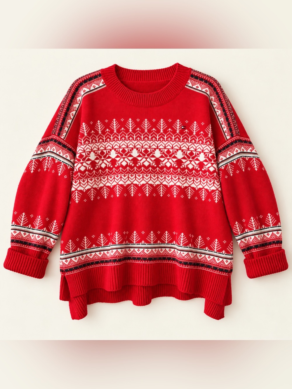 Tommy Hilfiger Red Fair Isle Snowflake Sweater | L